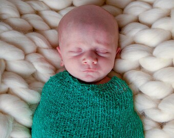 Manta de punto gigante / Manta de hilo gigante / Hilo jumbo / Hilo gigante / Hilo de lana gigante / Lana británica / Verde azulado / Gris / Naranja / Crudo / Blanco / Alfiler