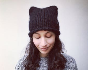 Sombrero de gatito tamaño del niño / sombrero del gato / hecho a mano / sombrero de punto / sombrero de lana / niños / amante del gato