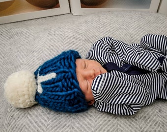 Sombrero bobble personalizado / sombrero bordado / sombrero inicial / súper grueso / hecho a mano / sombrero de punto / sombrero de bebé / sombrero de niños