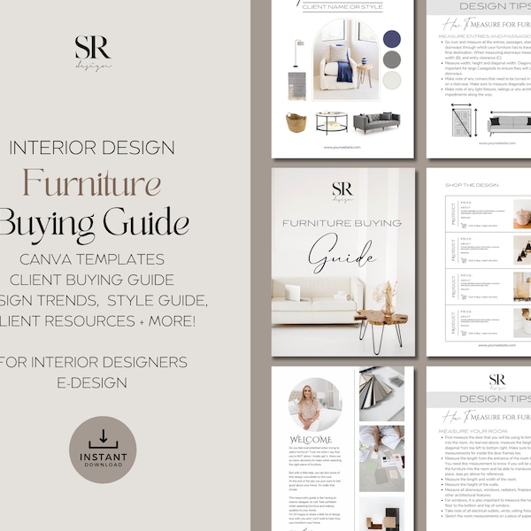 Interior Design Furniture Buying Client Guide Template | Design Tips | Decor Product Shopping List | Mood Board | E-Design for Designers