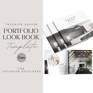 Interior Designer Portfolio Look Book Canva Template | Home Design Style Board, Design Inspiration, Design Concepts | Project Gallery