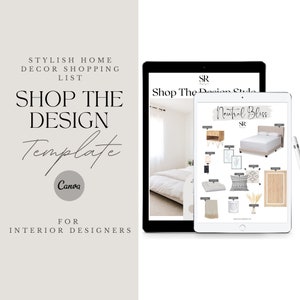 Home Decor Product Shopping List Template for Interior Designers | Shop The Design | Design Source Board, Design Concept Client Guide