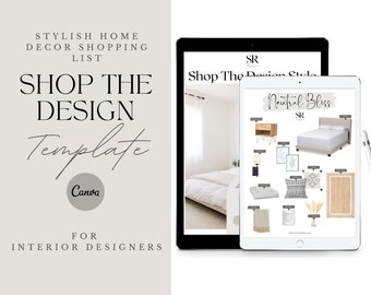 Home Decor Product Shopping List Template for Interior Designers | Shop The Design | Design Source Board, Design Concept Client Guide