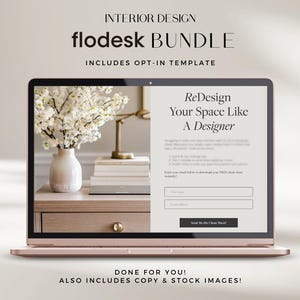 Plantilla de correo electrónico de bienvenida de Flodesk para diseño de interiores / Correo electrónico para reservar una consulta y formulario de suscripción
