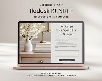 Plantilla de correo electrónico de bienvenida de Flodesk para diseño de interiores / Correo electrónico y formulario de suscripción para reservar una consulta