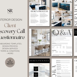 Interior Design New Client Onboarding Guide - Discovery Call, Terms & Conditions, Menu of Services, Design Process, Testimonials + More!