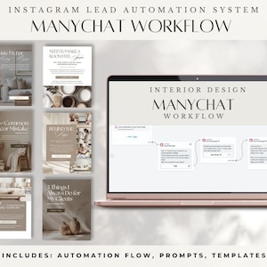 Instagram-leadsysteem interieurontwerper | ManyChat-automatiseringsworkflow + berichtprompts + levering leadmagneet