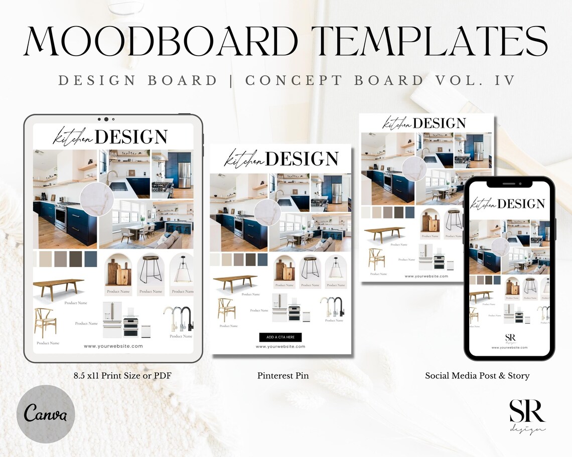 Interior Design Moodboard Template | Design Concept Board, Clickable ...