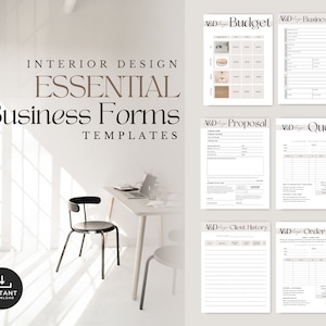 Interior Design Business Form Templates, Client Forms, Business Plan, Invoice, Order Form, Project Budget, Project Proposal + More