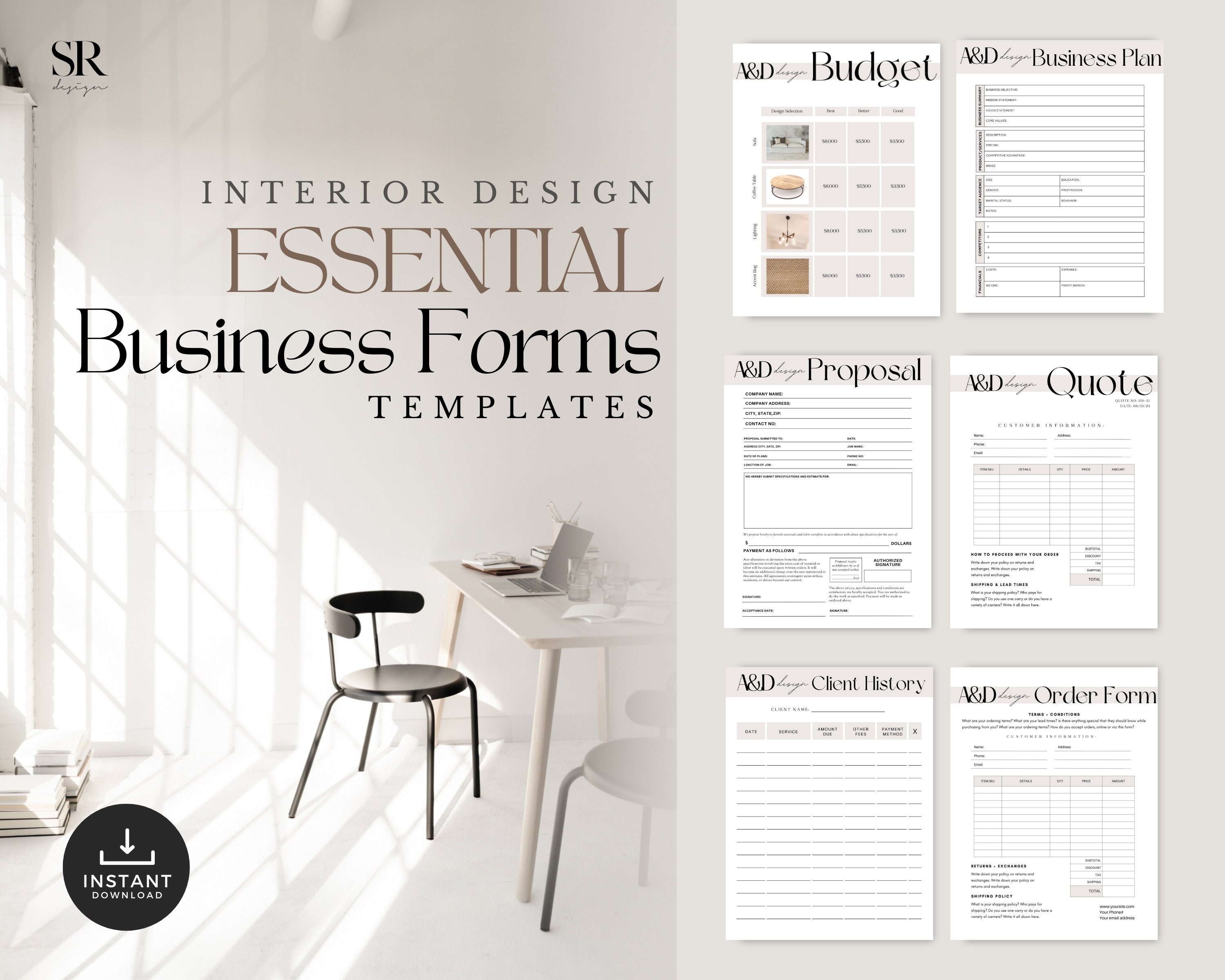 Interior Design Business Form Templates: Client Forms, Invoices, Budget ...