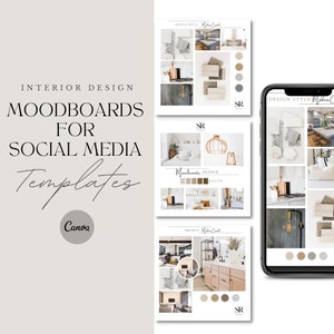 Interior Design Social Media Templates | Moodboards, Home Decor Design Concept, Client Style Boards Instagram Posts & Story Bundle