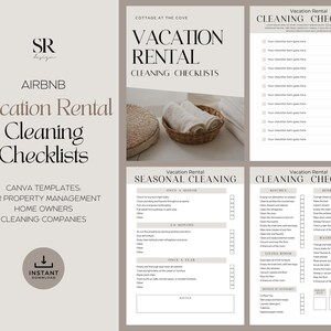 Puede incluir: Una plantilla de lista de verificaci&oacute;n de limpieza para alquiler vacacional imprimible en un esquema de color beige y marr&oacute;n. La plantilla incluye una lista de verificaci&oacute;n para la limpieza estacional, una lista de verificaci&oacute;n para la limpieza de la cocina, una lista de verificaci&oacute;n para la limpieza del dormitorio y una lista de verificaci&oacute;n para la limpieza del ba&ntilde;o. La plantilla tambi&eacute;n incluye una secci&oacute;n para notas.