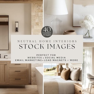 Pacote de fotos de estoque de interiores neutros | Conjunto de decoração de casa de alta qualidade, estilo de vida estético para designers de interiores, home stagers e corretores imobiliários