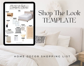 Home Decor Product Clickable Shopping List Template for Interior Designers | Shop The Look | Design Board, Design Concept Client Guide