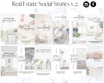 Social Media Content Set Instagram & Facebook Real Estate Stories v.2 - Social Real Estate Marketing, Realtor Marketing, Agent Strategies