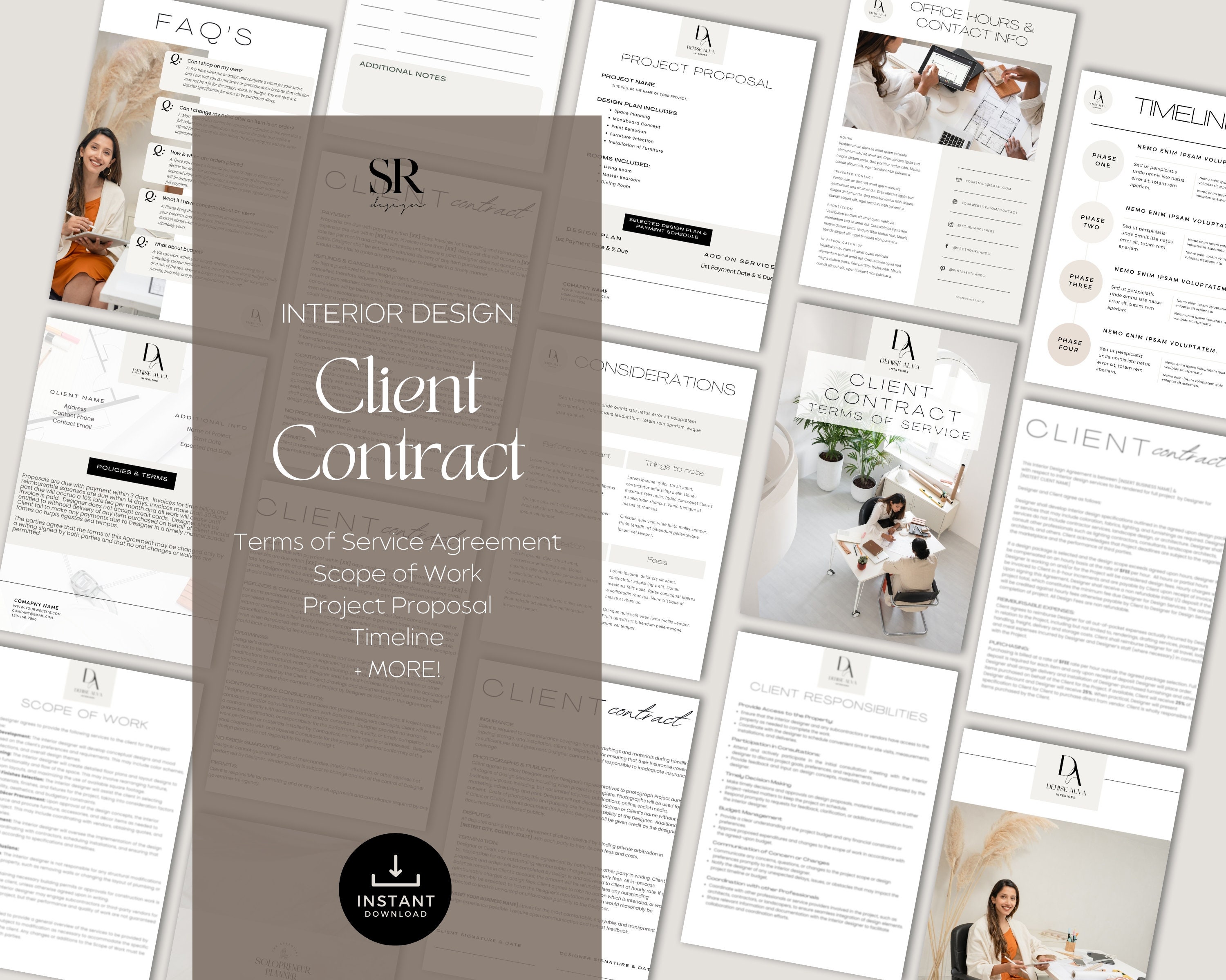 Interior Design Client Agreement, Contract With Terms of Service ...