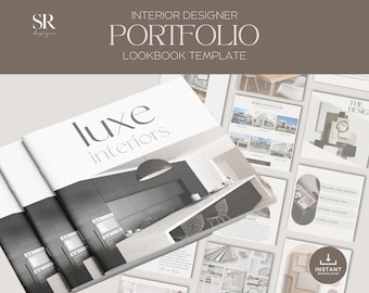 Interior Designer Portfolio Look Book Canva Template | Home Design Style Board, Design Inspiration, Design Concepts | Project Gallery