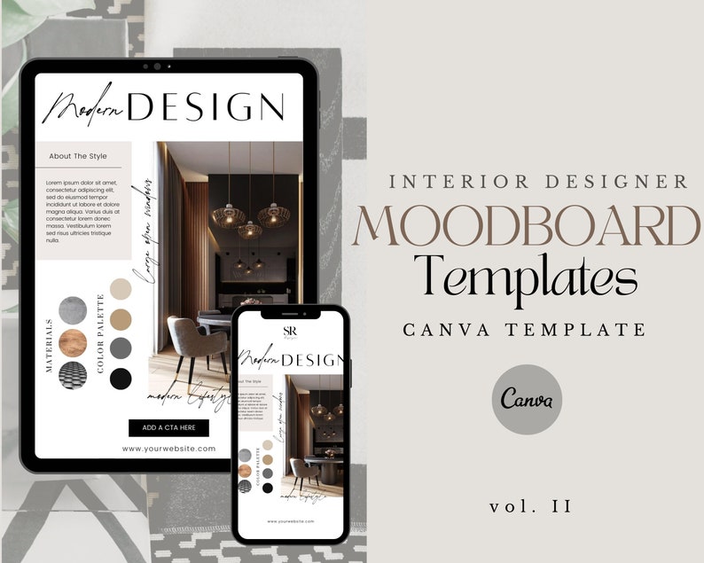 Interior Design Mood Board Canva Templates | Interior Design Concept ...