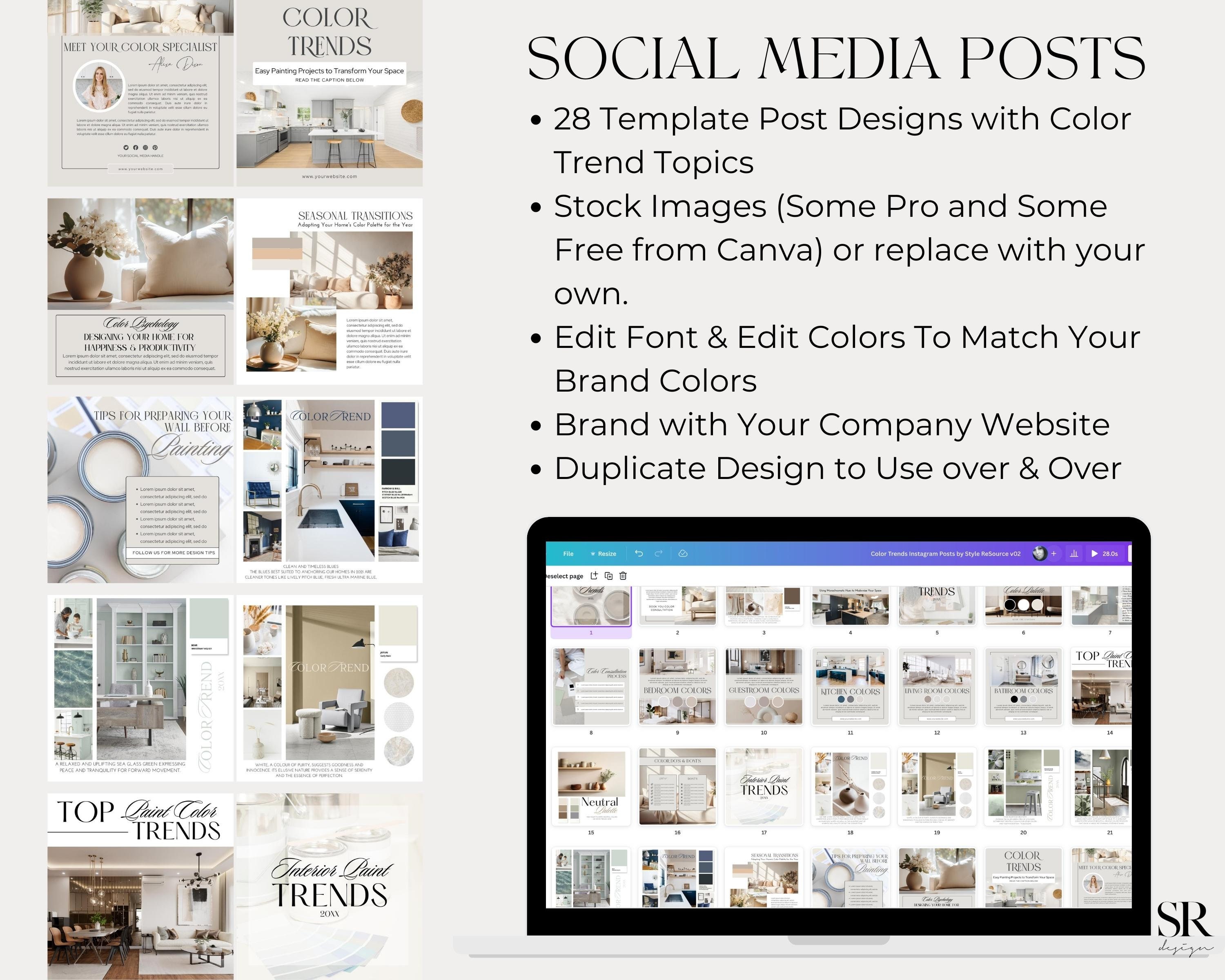 Interior Design Social Media Bundle - Interior Paint Color Trend Social ...