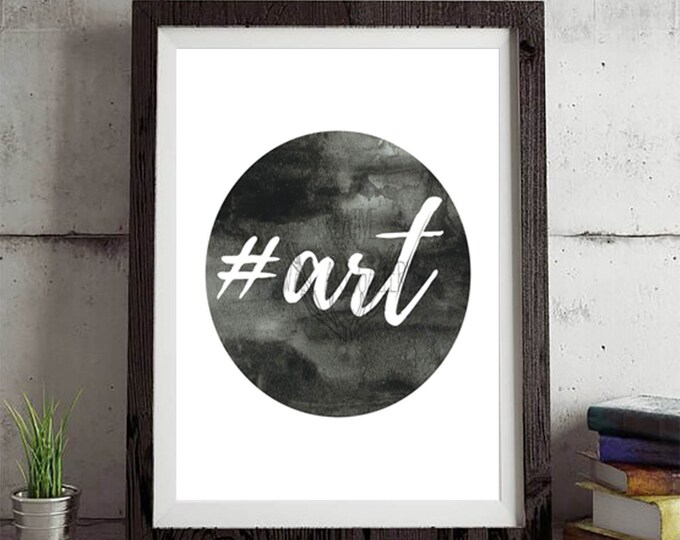 Hashtag Art Black and White Typography Quote Wall Art - Etsy
