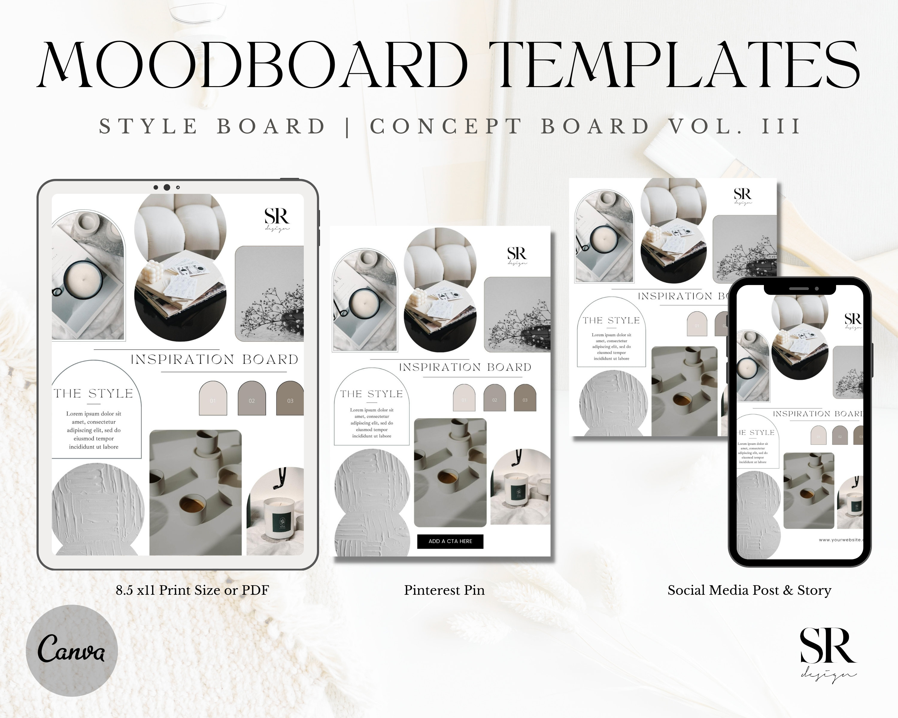 Interior Design Moodboard Template Kit | Home Decor Design Concept ...