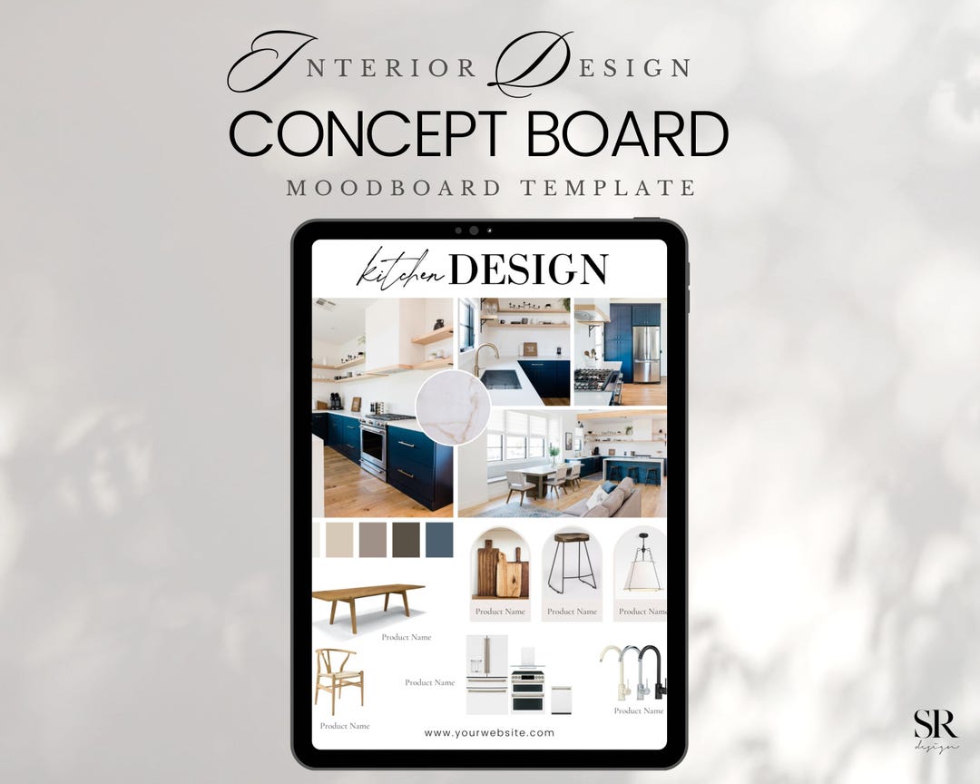Interior Design Moodboard Template | Design Concept Board, Clickable ...