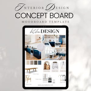 Plantilla de moodboard de diseño de interiores / Tablero de conceptos de diseño, Lista de compras de productos en la que se puede hacer clic, LTK, Pinterest, Instagram, Plantillas de diseño electrónico