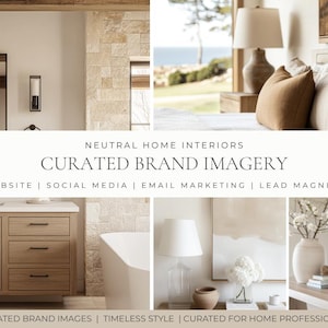 Raccolta di immagini per brand di interior design, foto di lifestyle neutre per marketing e creazione di contenuti.