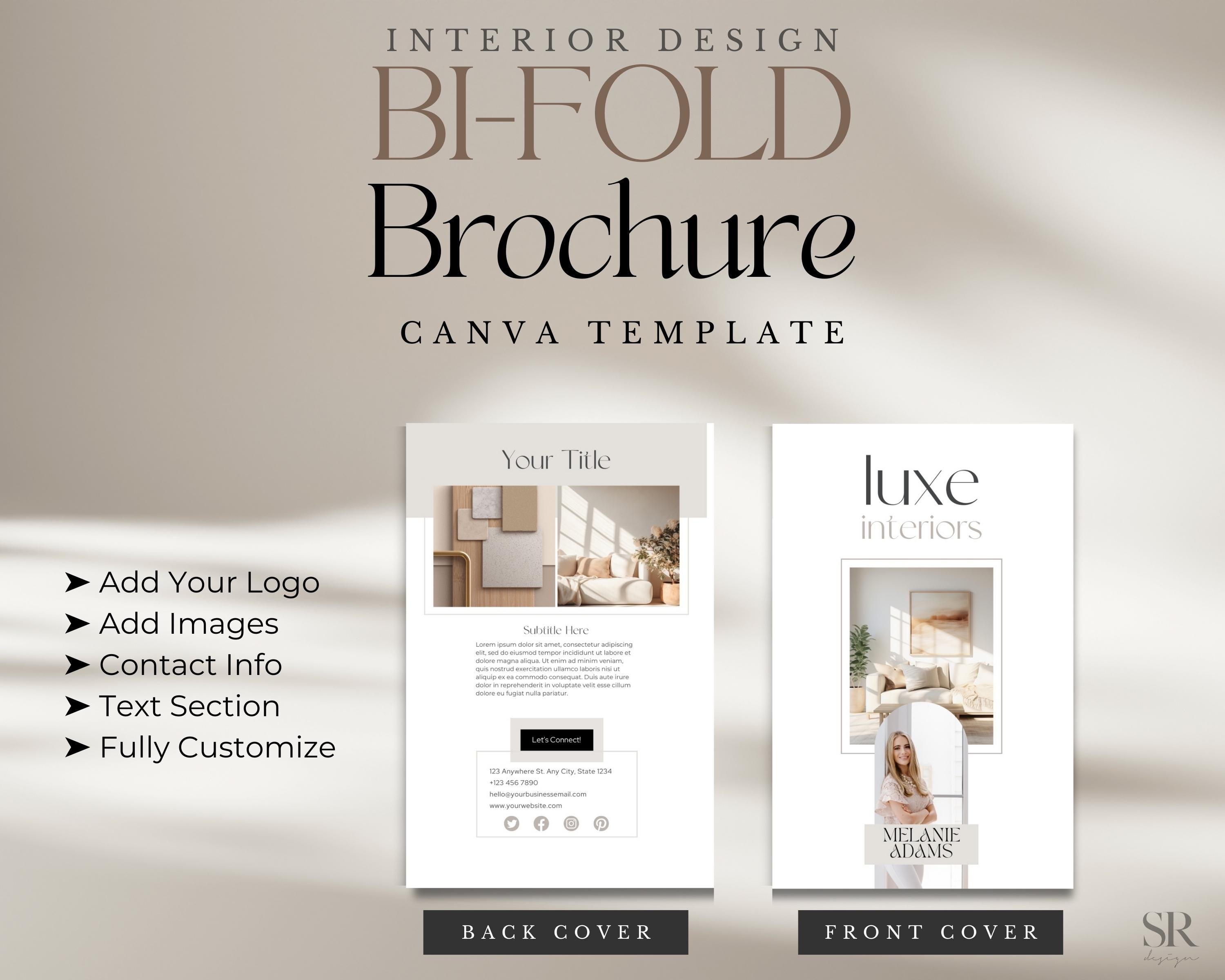 Modern Bi-fold Brochure Template for Interior Designers | Featuring QR ...