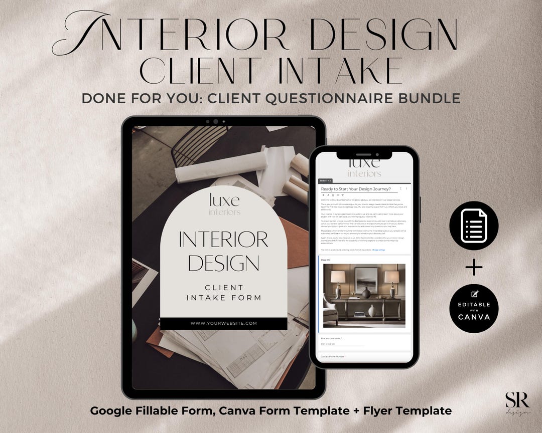 Interior Design Client Intake Form - Fillable Google Form and Canva ...
