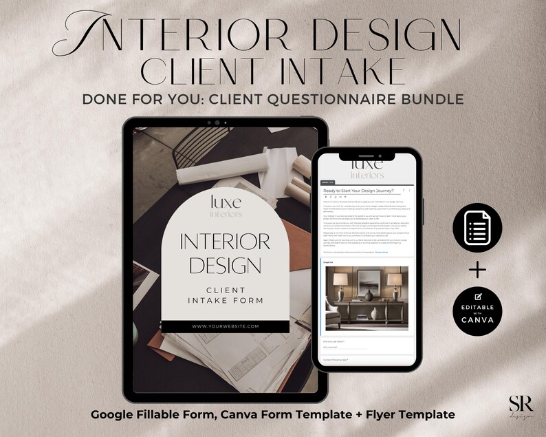 Interior Design Client Intake Form - Fillable Google Form and Canva ...