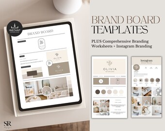 Brand Board Moodboard Templates PLUS Business Branding Worksheets | DIY Brand Creation Kit | Brand Vision | Brand Identity Canva Template