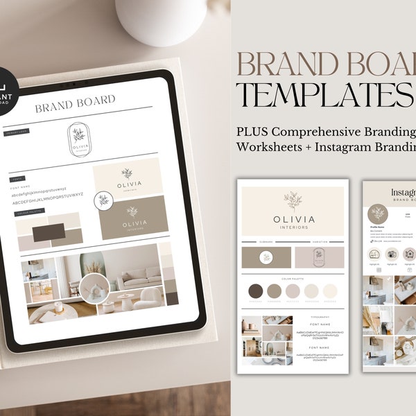 Brand Board Moodboard Templates PLUS Business Branding Worksheets | DIY Brand Creation Kit | Brand Vision | Brand Identity Canva Template