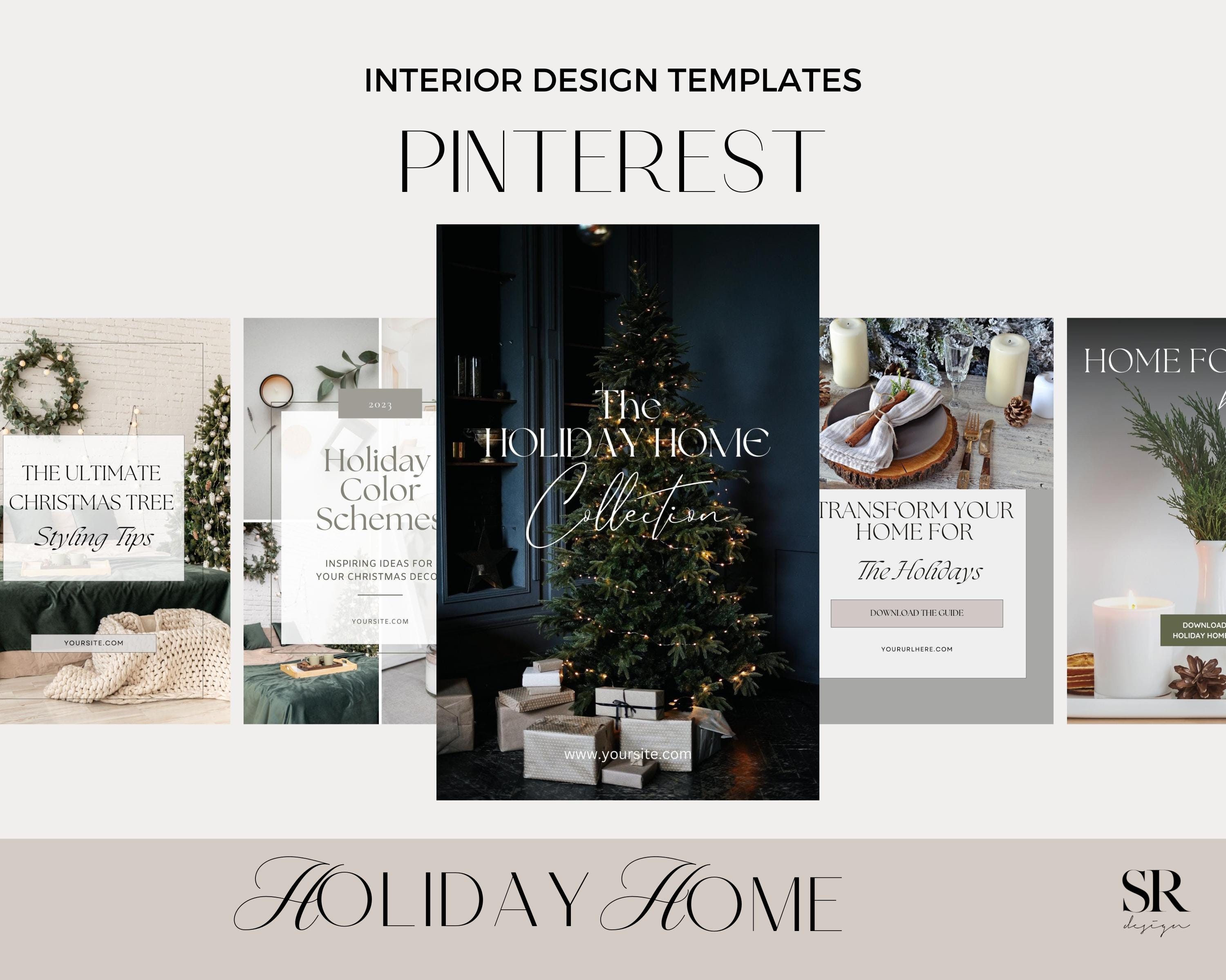 Holiday Christmas Pinterest Canva Templates for Interior Designers, Home Stagers, Lifestyle Bloggers
