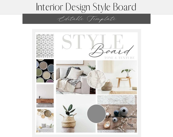 Interior Design Editable Style Mood Board Template Social - Etsy