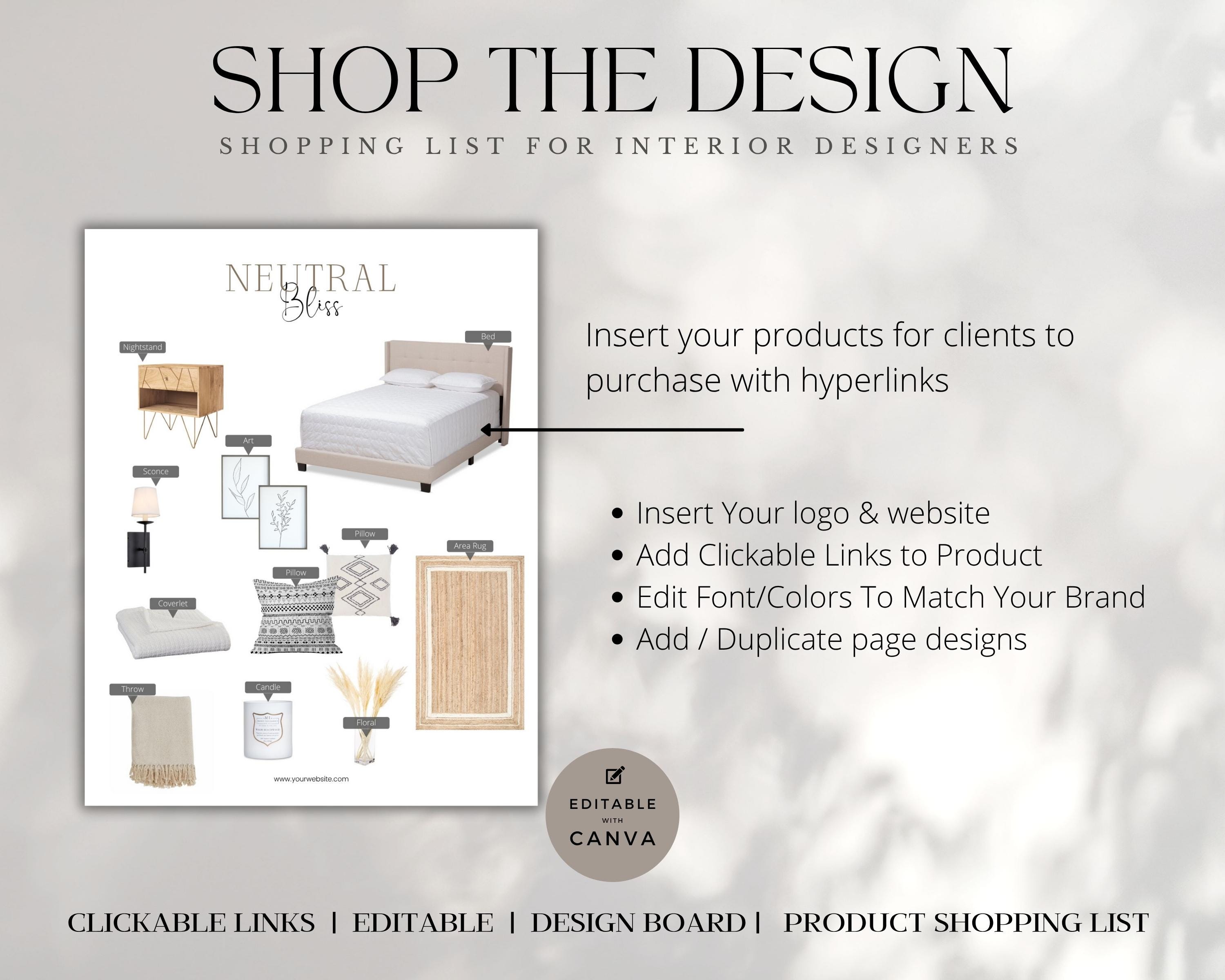 Interior Design Concept Board Template | Shoppable E-design Moodboard ...