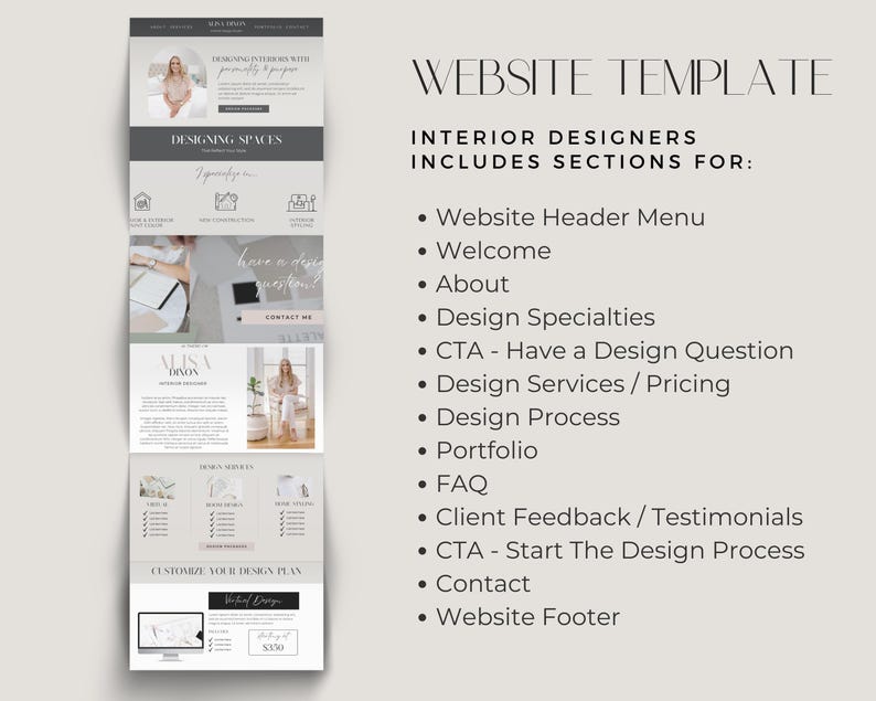 Interior Design Website Template | Portfolio & Services Sales Page for Designers, Decorators and Home Stagers image 2