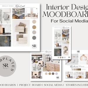 Interior Design Social Media Templates Moodboards, Home Decor Design Concept, Client Style Boards Instagram Posts & Story Bundle image 4