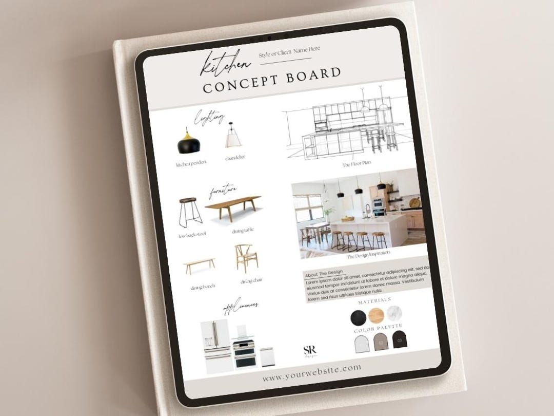 Interior Design Mood Board Template | Editable Concept Presentation ...
