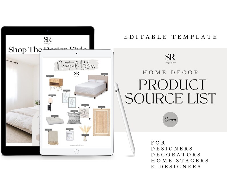 Home Decor Product Shopping List Template for Interior - Etsy