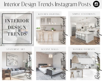 Interior Design Trends Social Media Content Set Instagram Facebook Posts + BONUS - Marketing, Home Staging, Design, Branding