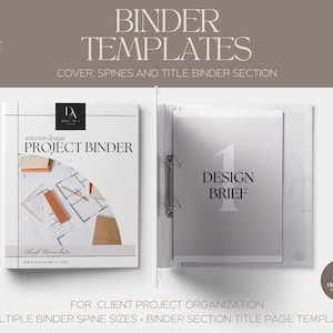 Custom Binder Cover and Spine Templates - Home Renovation, Interior Design Client Organization, Project Management Notebook