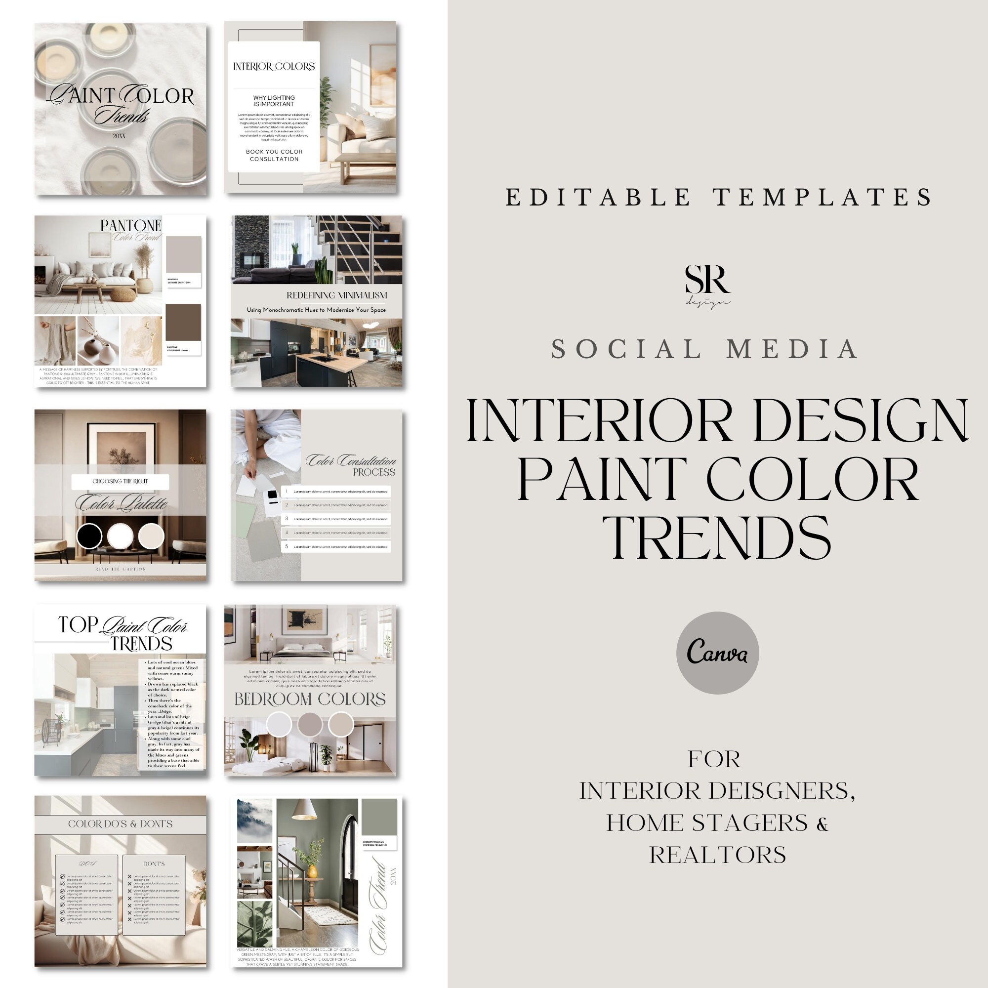 Interior Design Social Media Bundle - Interior Paint Color Trend Social ...