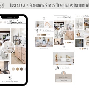 Interior Design Social Media Templates Moodboards, Home Decor Design Concept, Client Style Boards Instagram Posts & Story Bundle image 3
