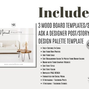 Interior Design Social Media Templates Moodboards, Home Decor Design Concept, Client Style Boards Instagram Posts & Story Bundle image 2