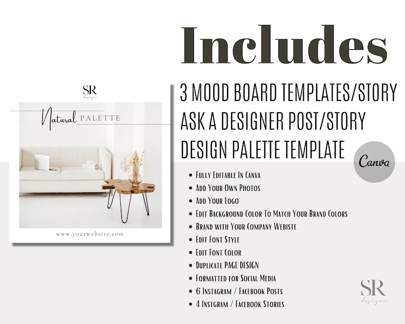 Interior Design Social Media Templates Moodboards, Home Decor Design Concept, Client Style Boards Instagram Posts & Story Bundle image 2