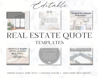 Real Estate Quotes Editable Template Set | Realtor Social Media Content | Facebook | Instagram Posts