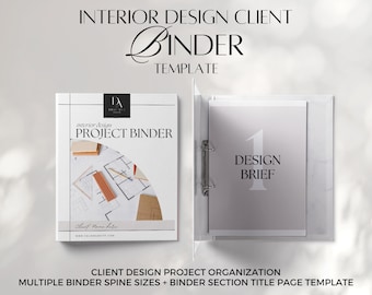 Custom Binder Cover and Spine Templates - Home Renovation, Interior Design Client Organization, Project Management Notebook