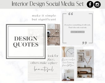 Interior Design Quotes Social Media Content Set + BONUS - Home Staging | Design | Facebook | Instagram Posts