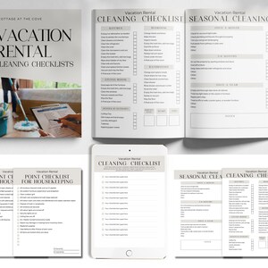 Puede incluir: Una lista de verificaci&oacute;n de limpieza para alquileres vacacionales imprimible con secciones para la cocina, el dormitorio, el ba&ntilde;o y la limpieza estacional. La lista de verificaci&oacute;n incluye tareas que se deben completar una vez al mes, dos veces al mes y una vez al a&ntilde;o. La lista de verificaci&oacute;n est&aacute; dise&ntilde;ada para ayudar a los propietarios de alquileres vacacionales a mantener sus propiedades limpias y organizadas.